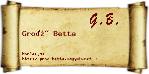 Groó Betta névjegykártya